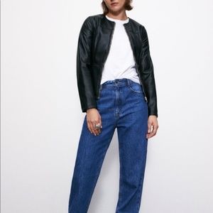 Zara Black Faux Leather Peplum Jacket